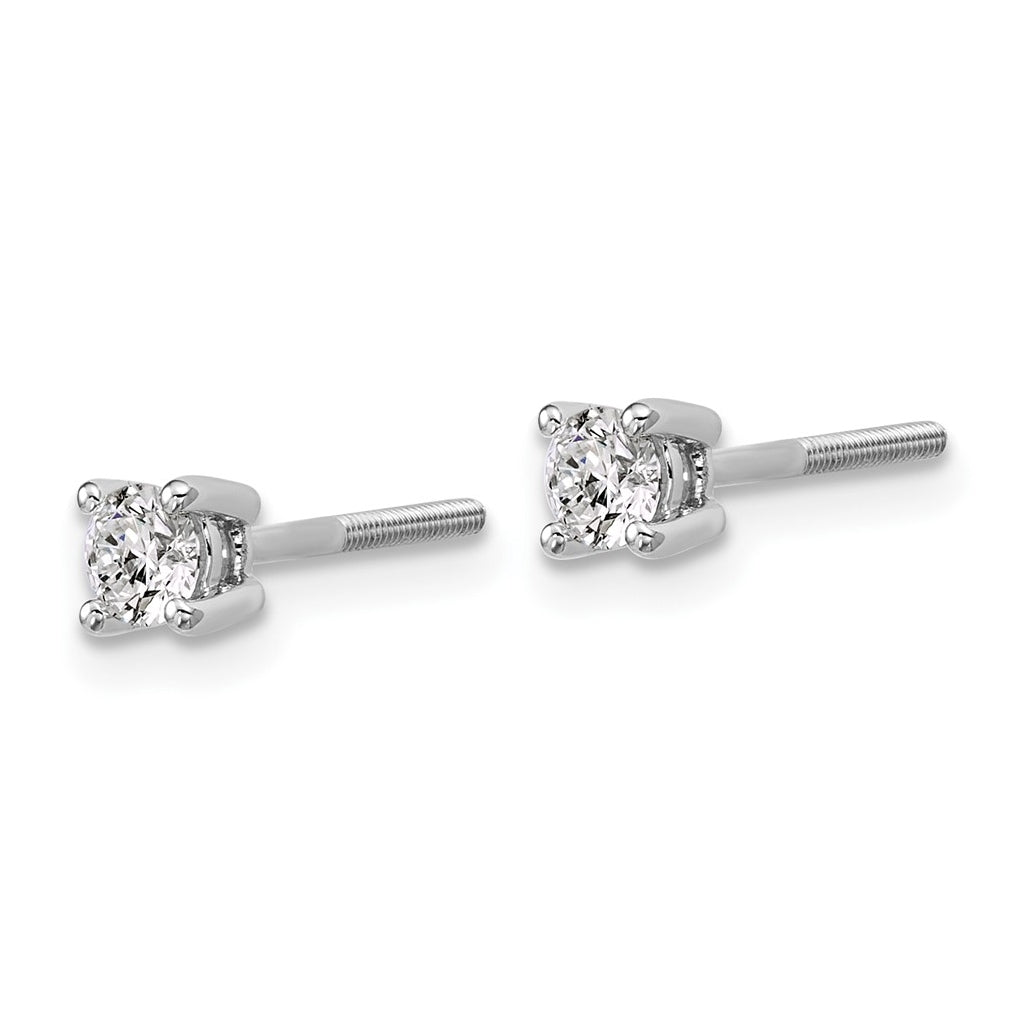 18K Yellow Or White Gold Or Platinum Certified Lab Grown Diamond VS+ F+ Round Complete Four Prong Screwback Stud Earrings