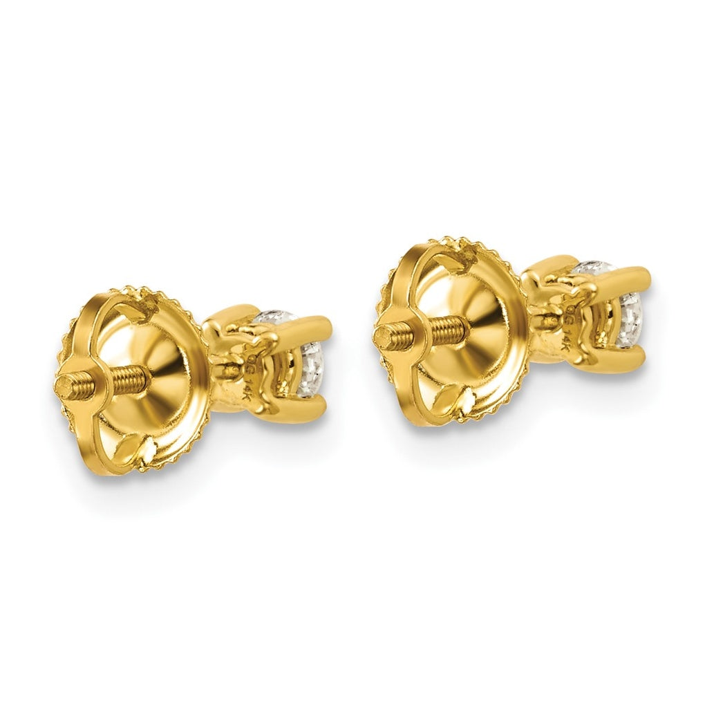 18K Yellow Or White Gold Or Platinum Certified Lab Grown Diamond VS+ F+ Round Complete Four Prong Screwback Stud Earrings