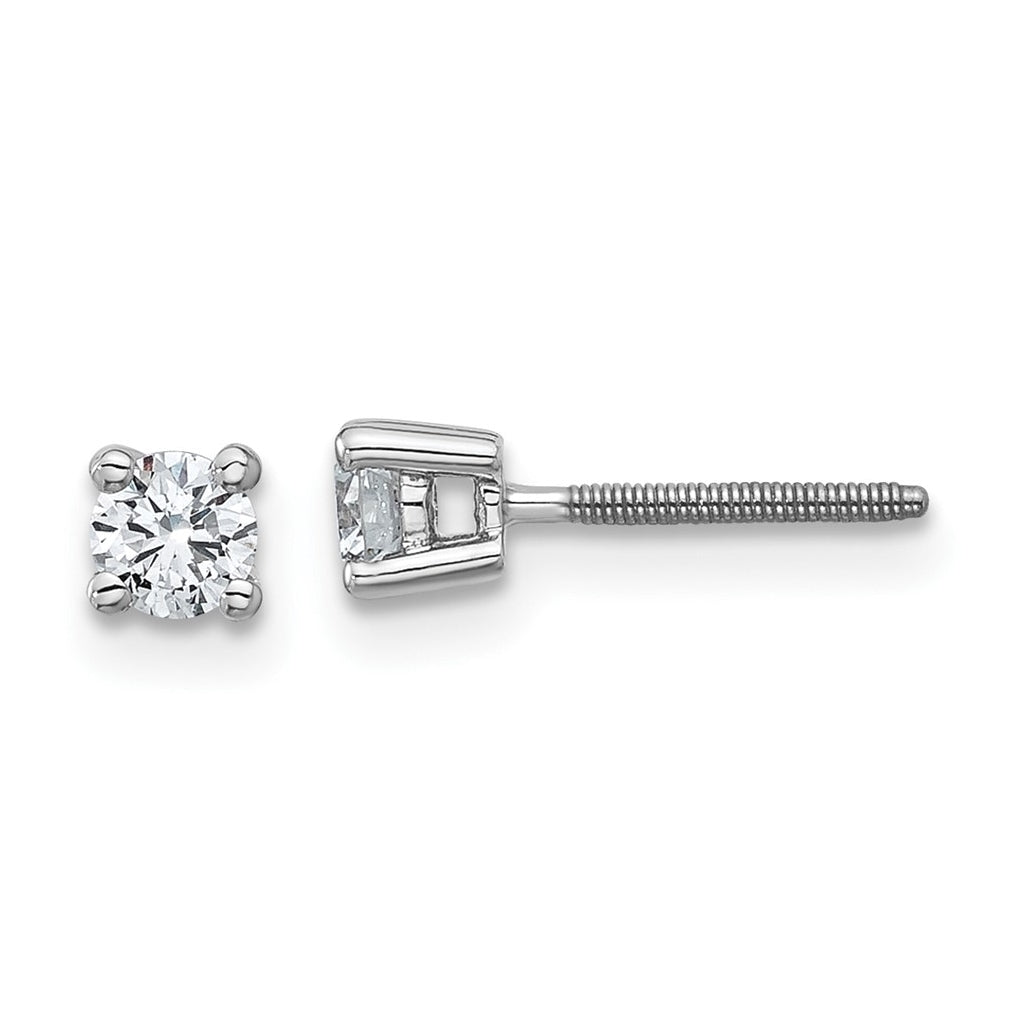 18K Yellow Or White Gold Or Platinum Lab Grown Diamond VS+ F+ Round Complete Four Prong Screwback Stud Earrings