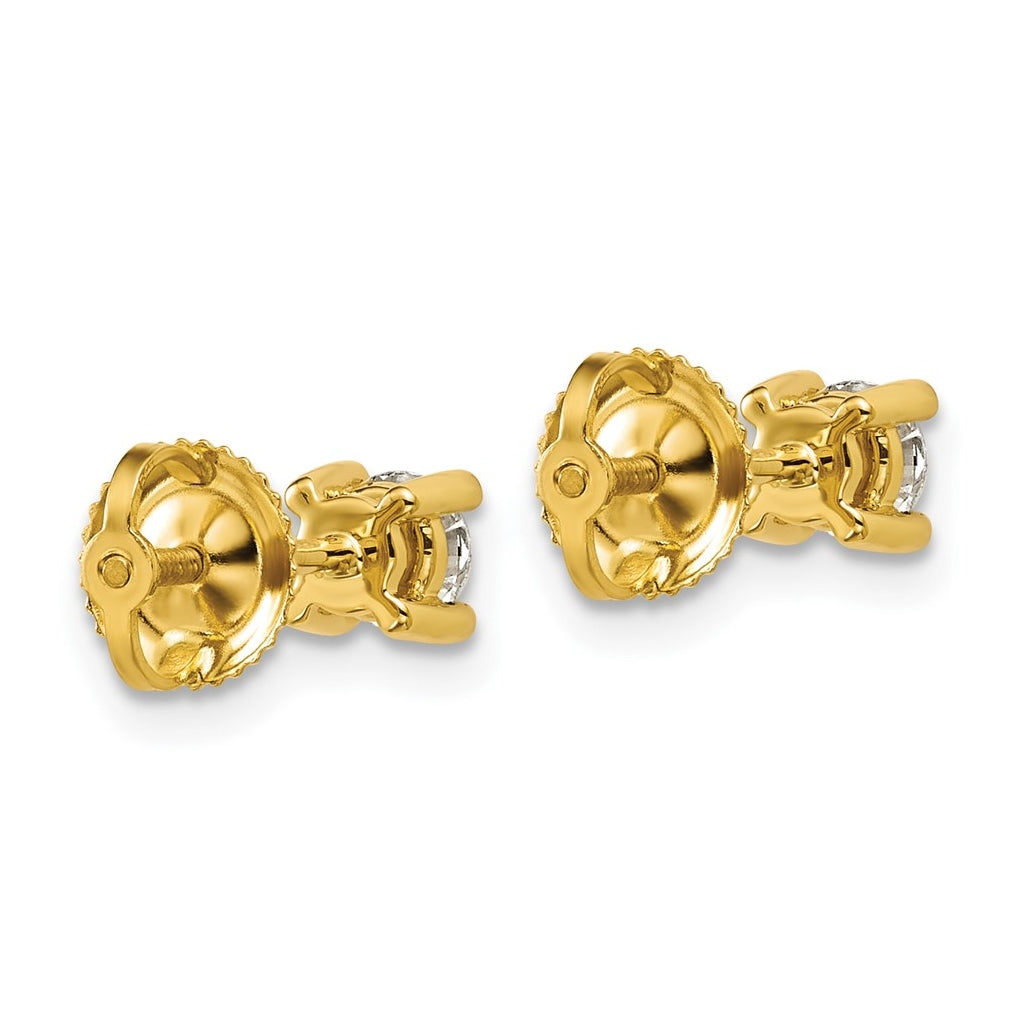 18K Yellow Or White Gold Or Platinum Lab Grown Diamond VS+ F+ Round Complete Four Prong Screwback Stud Earrings