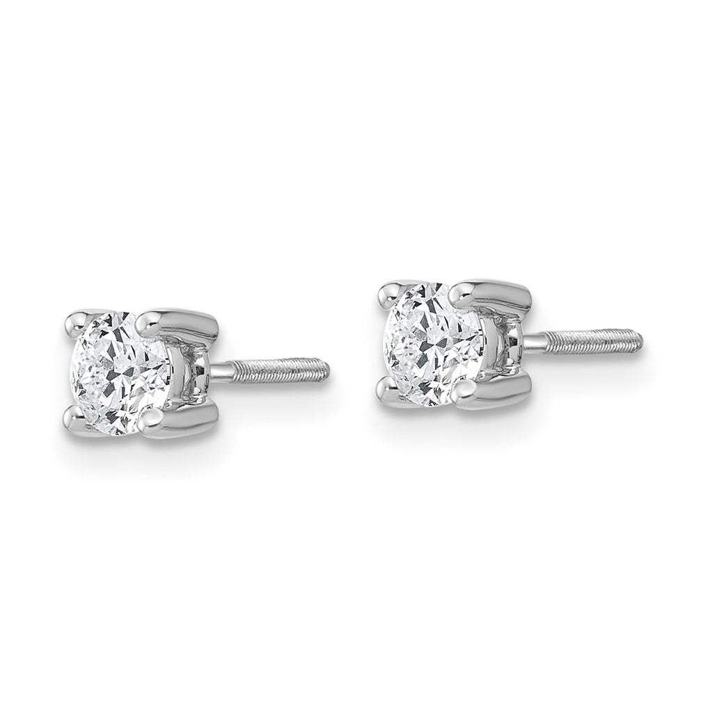 18K Yellow Or White Gold Or Platinum Certified Lab Grown Diamond VS+ F+ Round Complete Four Prong Screwback Stud Earrings