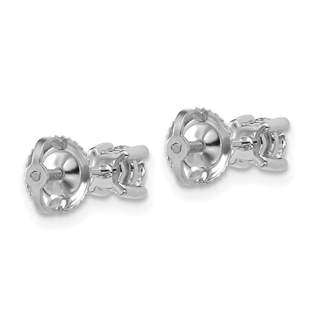 18K Yellow Or White Gold Or Platinum Lab Grown Diamond VS+ F+ Round Complete Four Prong Screwback Stud Earrings