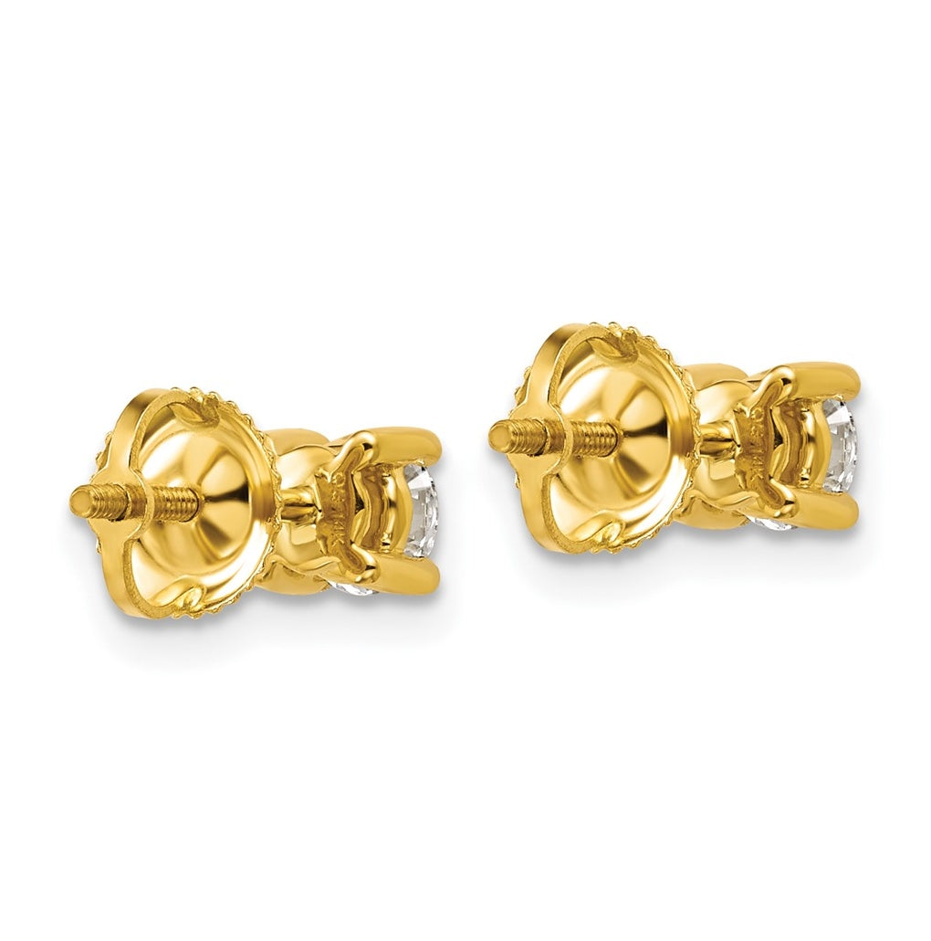 18K Yellow Or White Gold Or Platinum Lab Grown Diamond VS+ F+ Round Complete Four Prong Screwback Stud Earrings