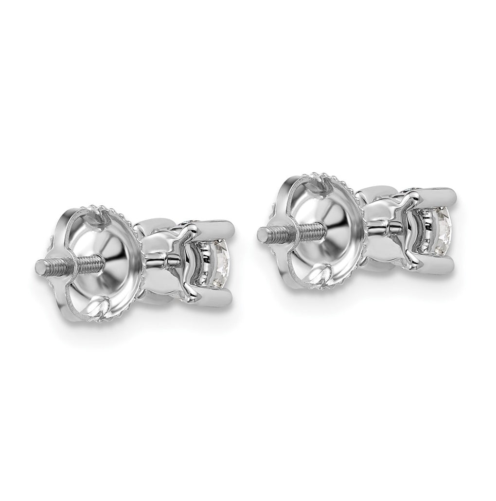 18K Yellow Or White Gold Or Platinum Certified Lab Grown Diamond VS+ F+ Round Complete Four Prong Screwback Stud Earrings