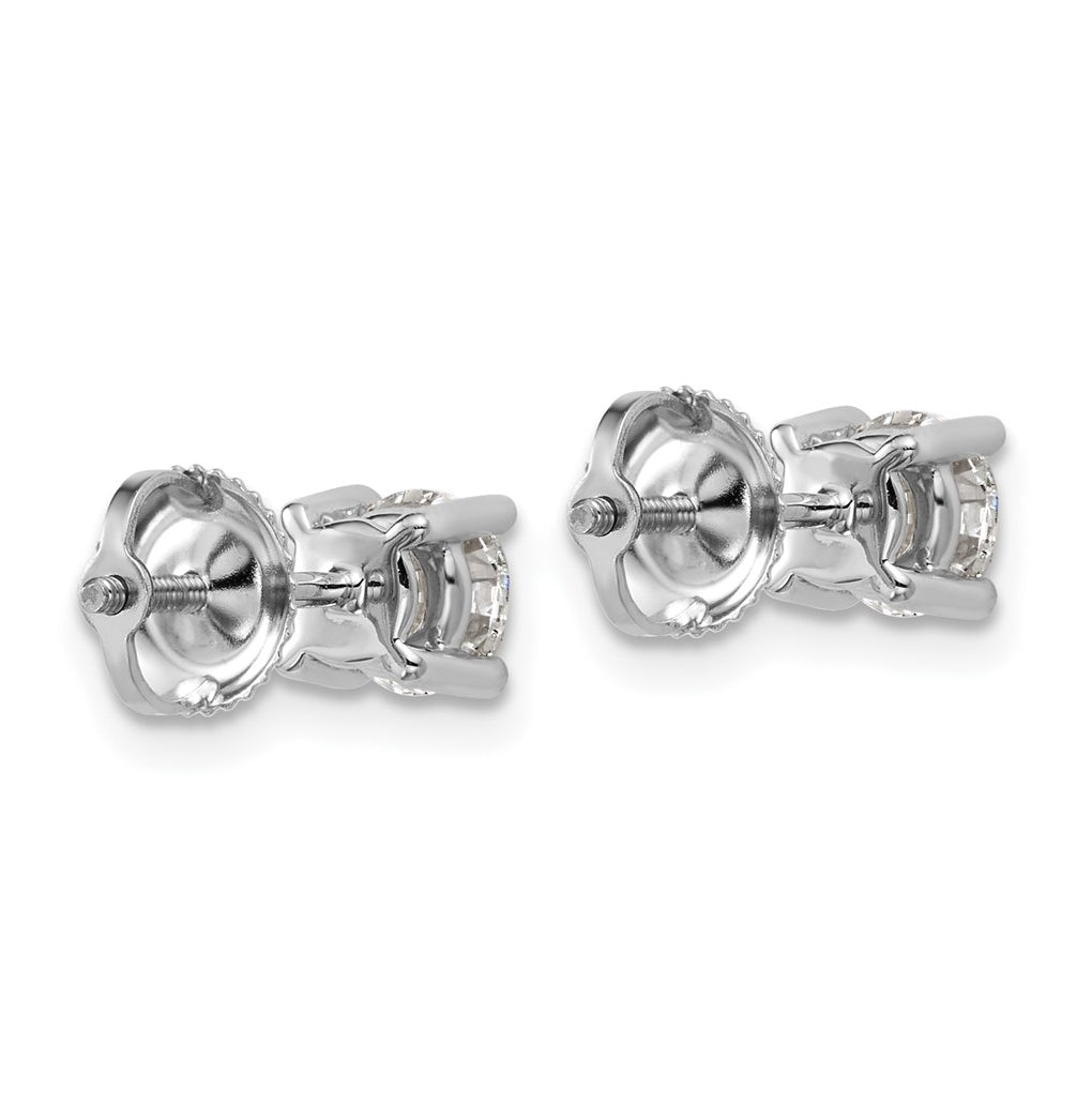 18K Yellow Or White Gold Or Platinum Lab Grown Diamond VS+ F+ Round Complete Four Prong Screwback Stud Earrings
