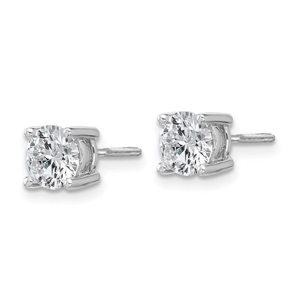18K Yellow Or White Gold Or Platinum Certified Lab Grown Diamond VS+ F+ Round Complete Four Prong Screwback Stud Earrings