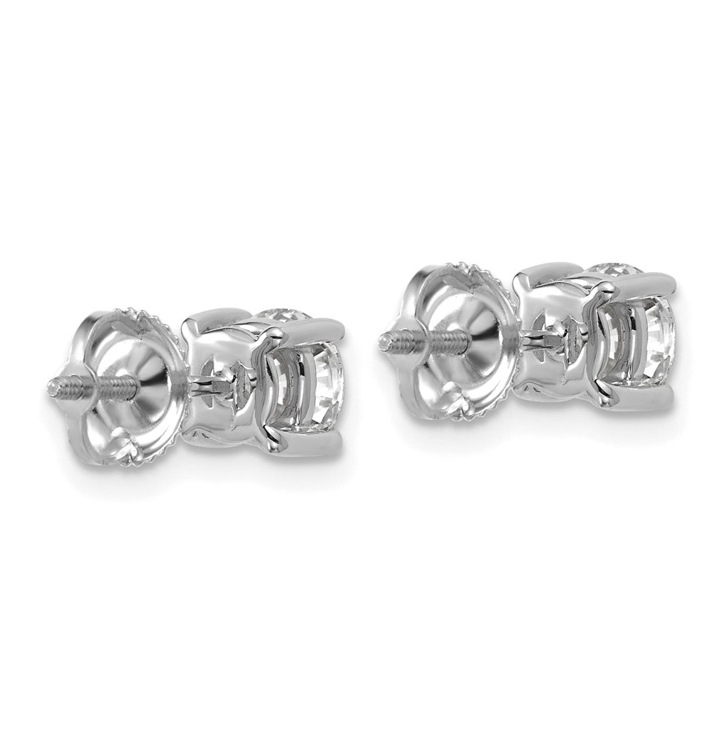 18K Yellow Or White Gold Or Platinum Lab Grown Diamond VS+ F+ Round Complete Four Prong Screwback Stud Earrings