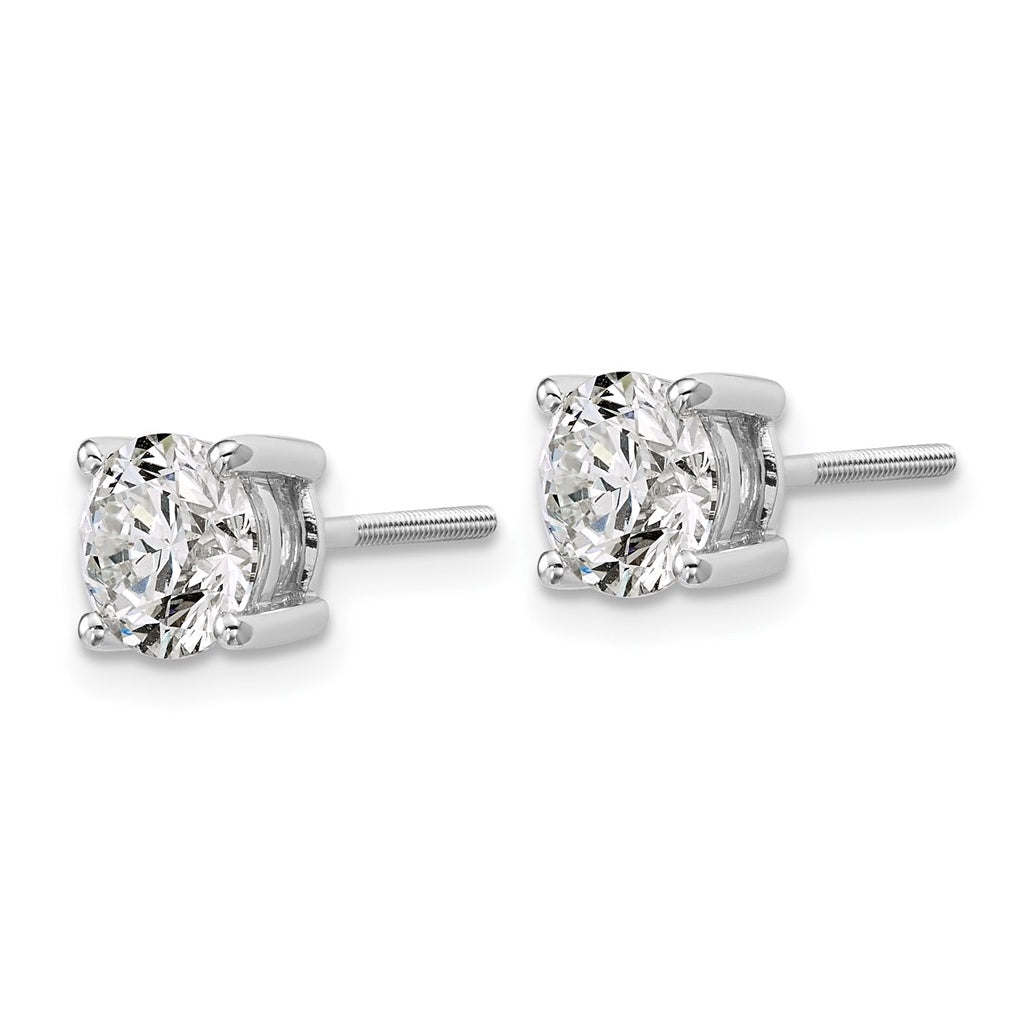 18K Yellow Or White Gold Or Platinum Lab Grown Diamond VS+ F+ Round Complete Four Prong Screwback Stud Earrings