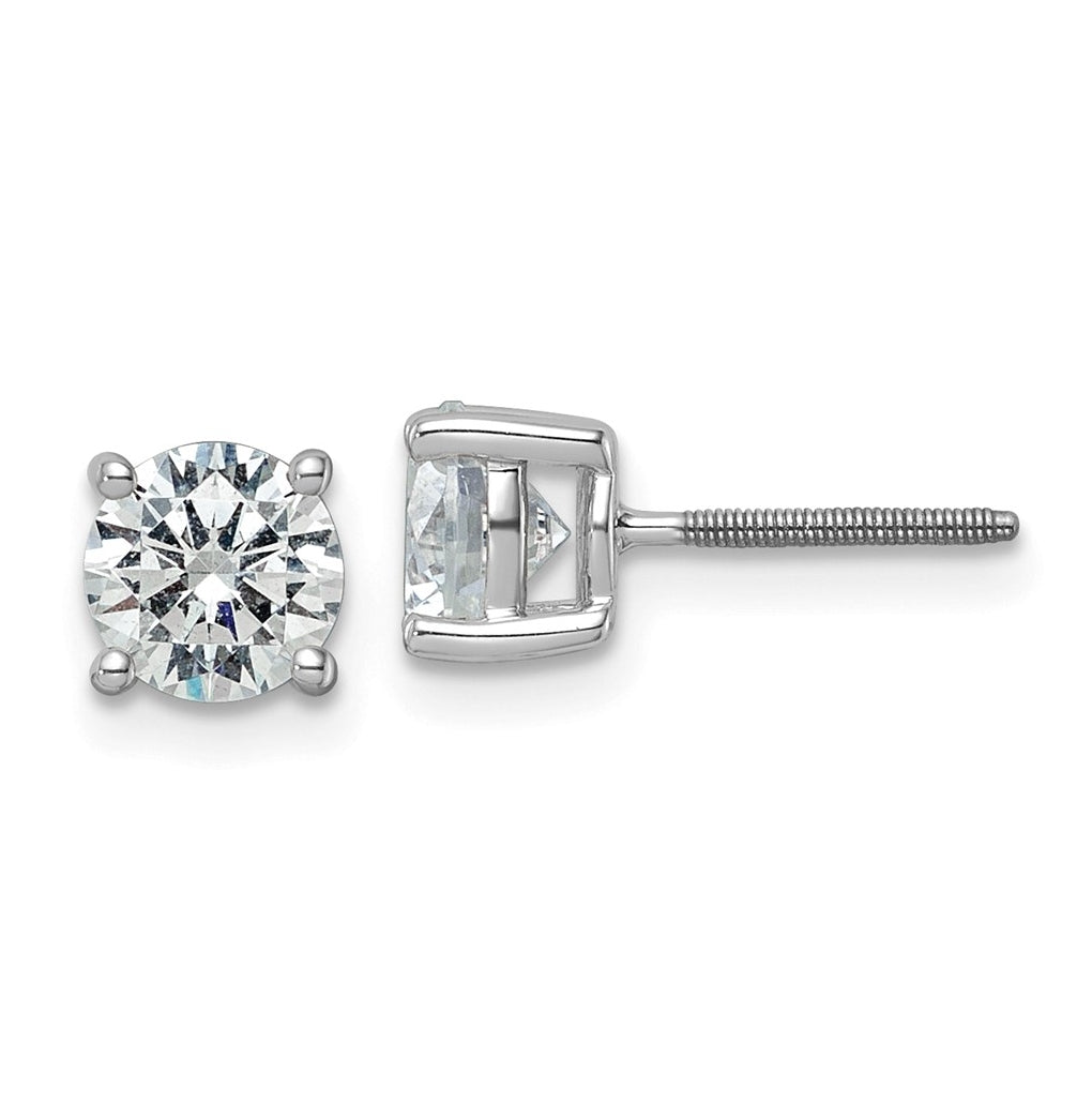 18K Yellow Or White Gold Or Platinum Certified Lab Grown Diamond VS+ F+ Round Complete Four Prong Screwback Stud Earrings