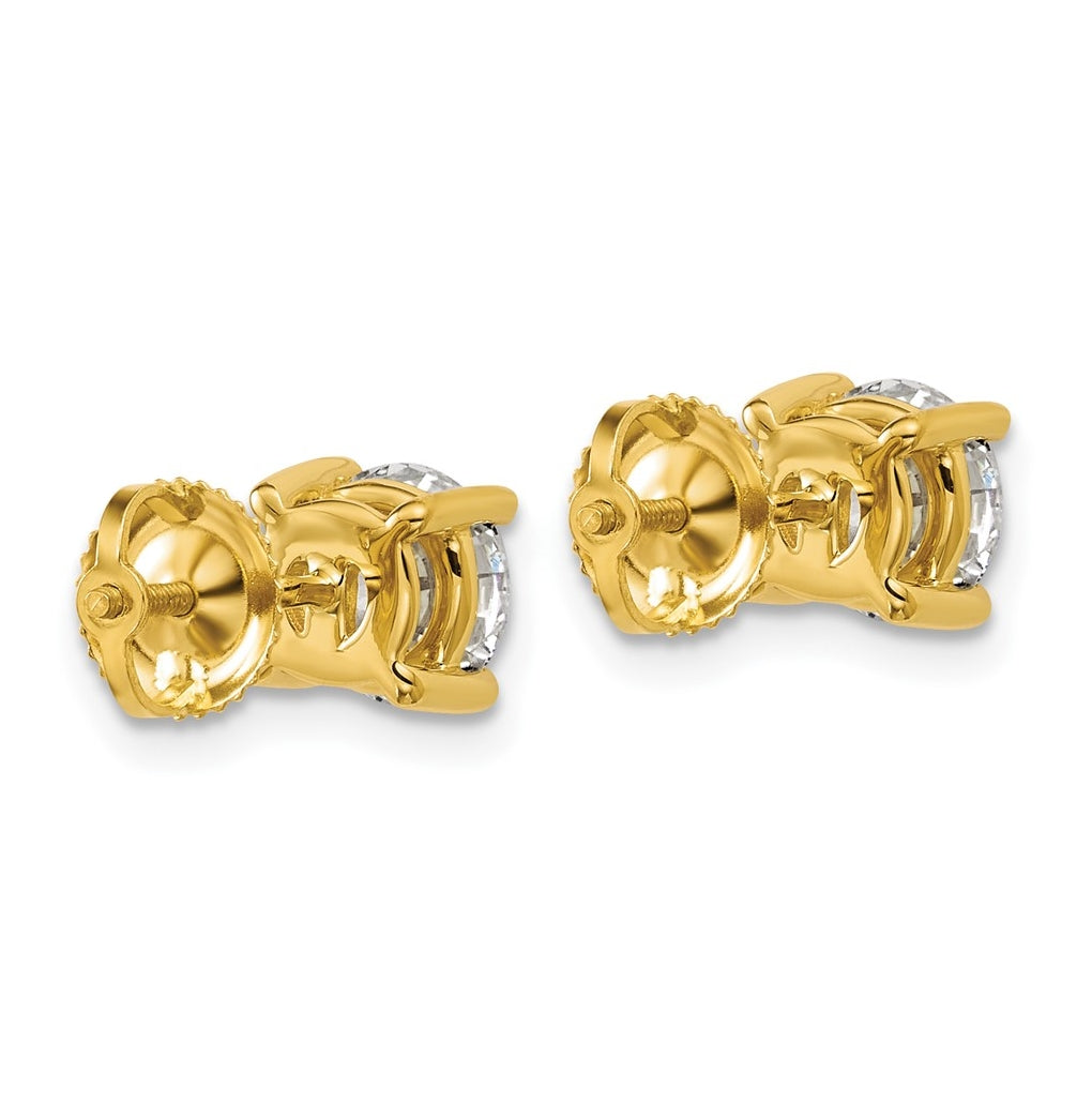 18K Yellow Or White Gold Or Platinum Lab Grown Diamond VS+ F+ Round Complete Four Prong Screwback Stud Earrings