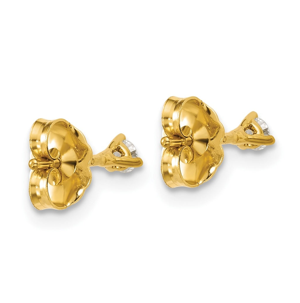 18k Yellow Or White Gold Or Platinum Lab Grown Diamond VS+ F+ Round Complete Three Prong Stud Earrings