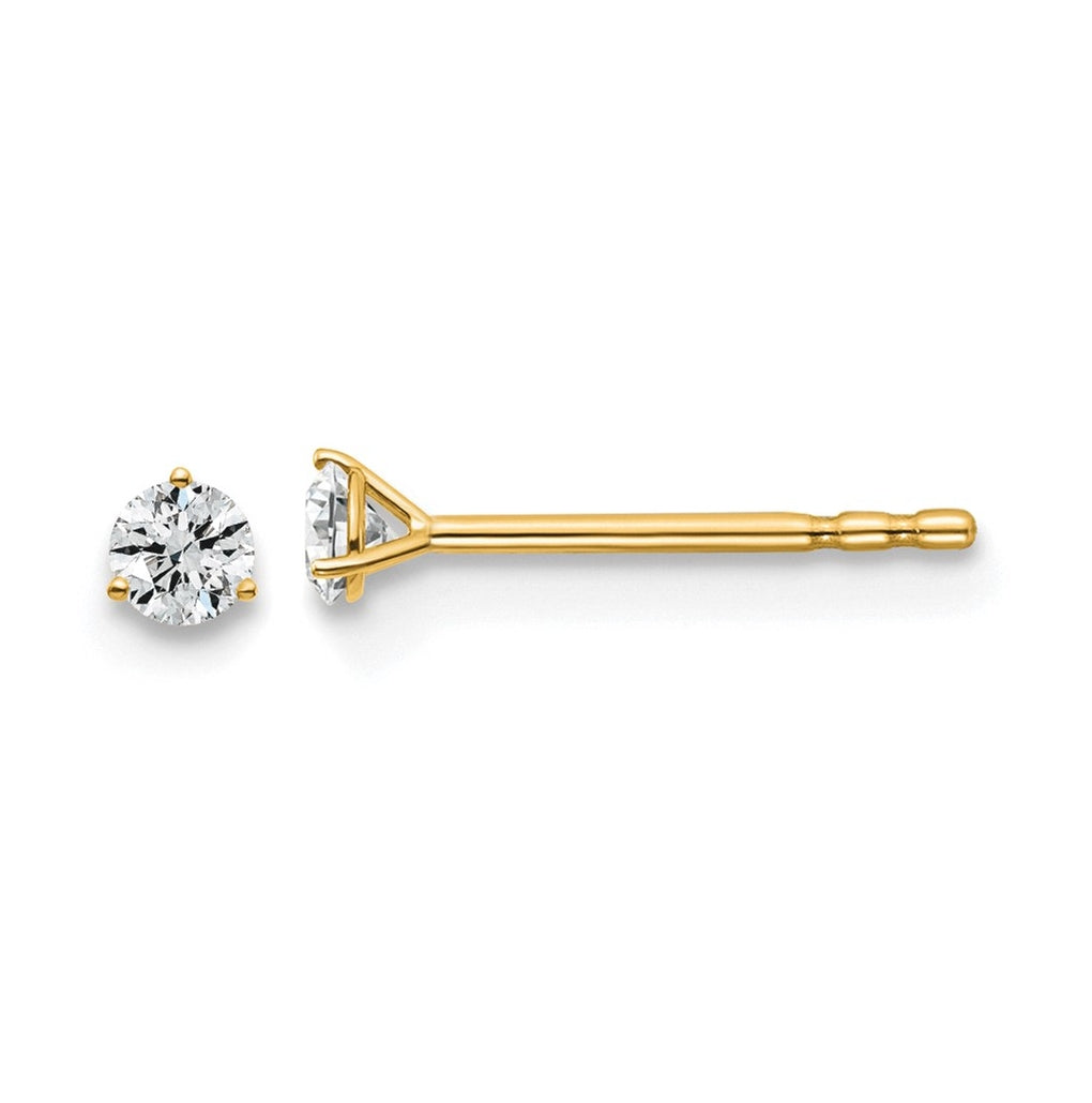18k Yellow Or White Gold Or Platinum Lab Grown Diamond VS+ F+ Round Complete Three Prong Stud Earrings