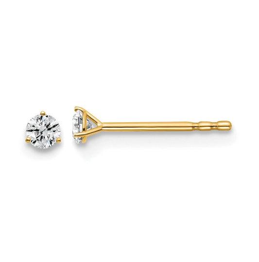 18k Yellow Or White Gold Or Platinum Lab Grown Diamond VS+ F+ Round Complete Three Prong Stud Earrings