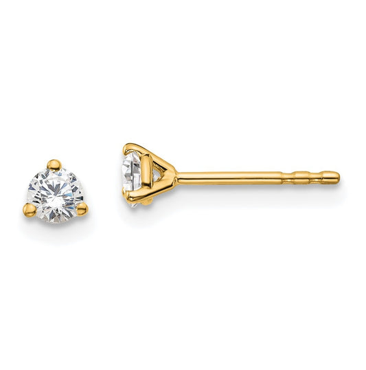 18k Yellow Or White Gold Or Platinum Certified Lab Grown Diamond VS+ F+ Round Complete Three Prong Stud Earrings