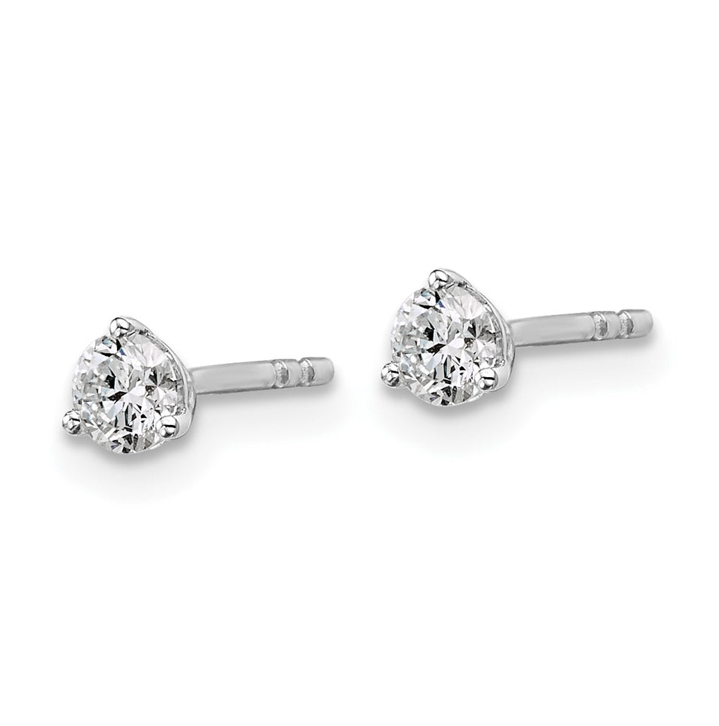 18k Yellow Or White Gold Or Platinum Certified Lab Grown Diamond VS+ F+ Round Complete Three Prong Stud Earrings
