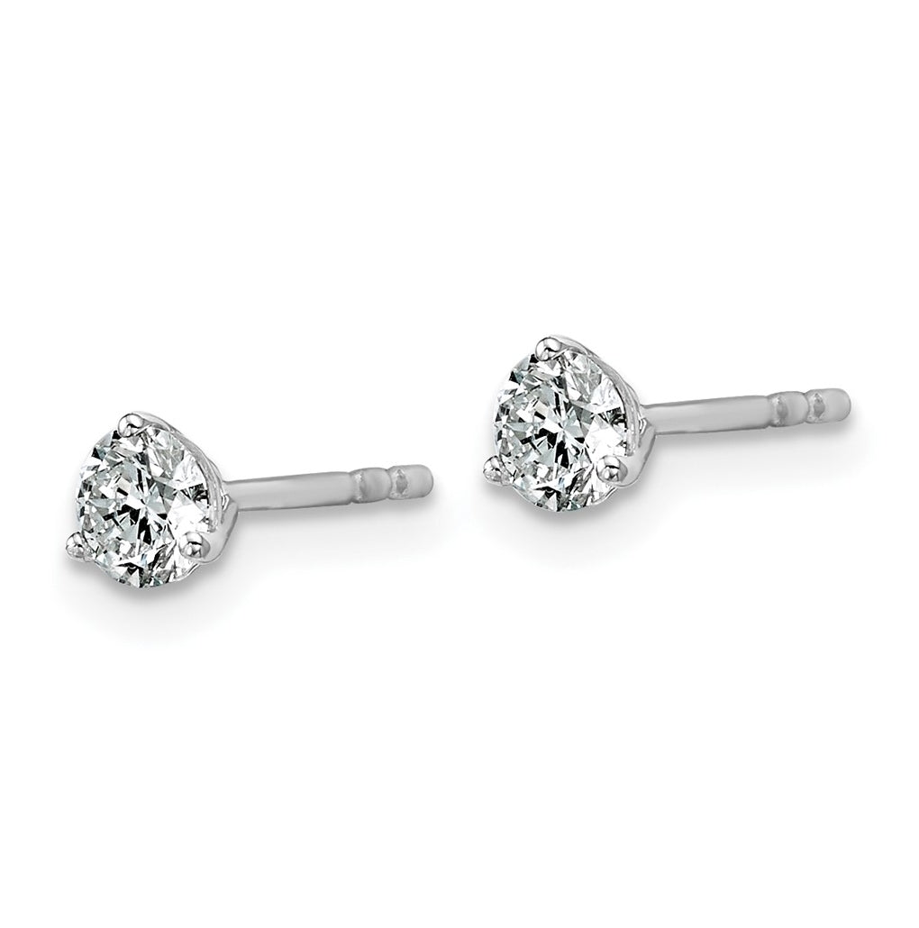 18k Yellow Or White Gold Or Platinum Certified Lab Grown Diamond VS+ F+ Round Complete Three Prong Stud Earrings