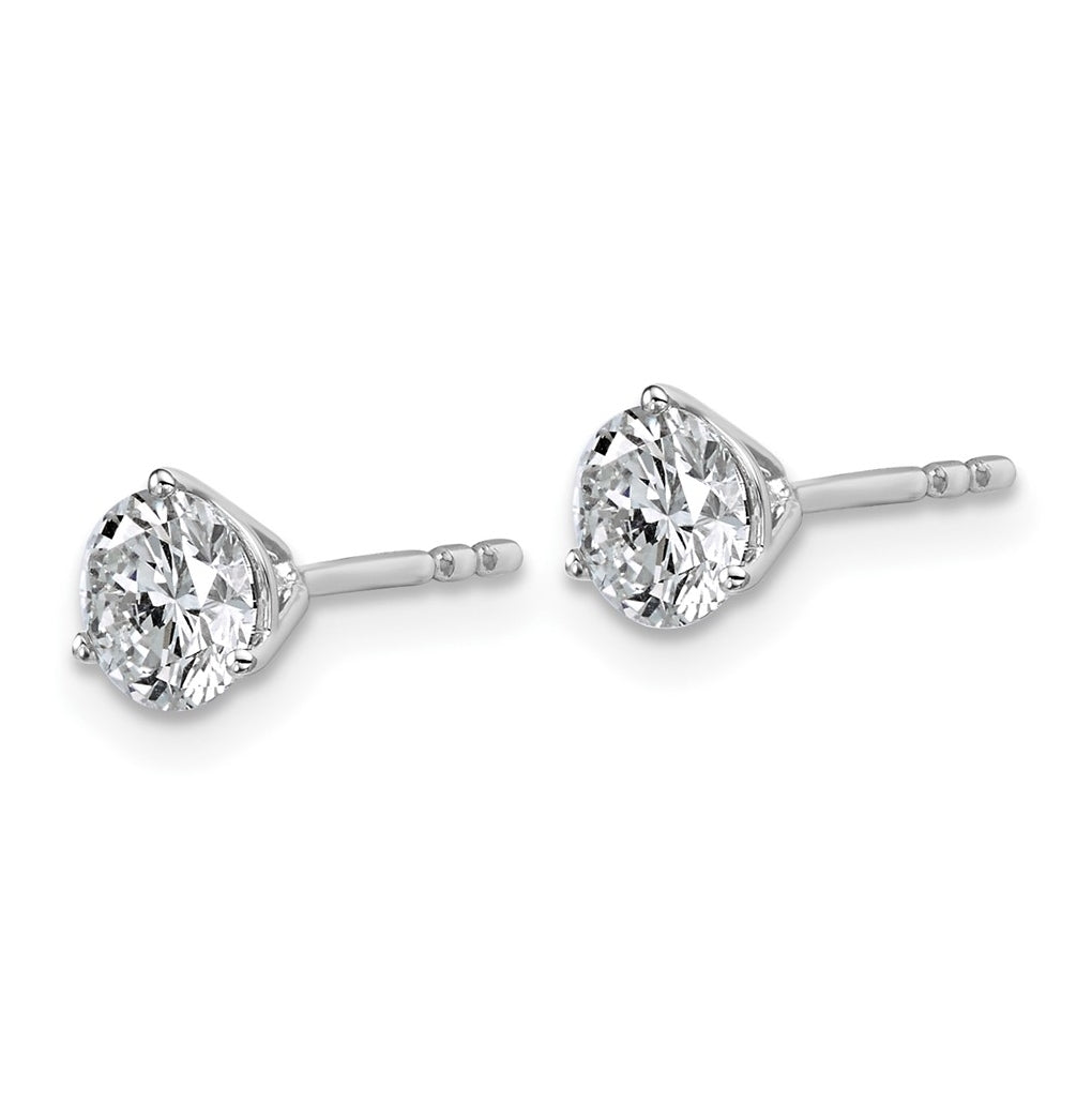 18k Yellow Or White Gold Or Platinum Certified Lab Grown Diamond VS+ F+ Round Complete Three Prong Stud Earrings