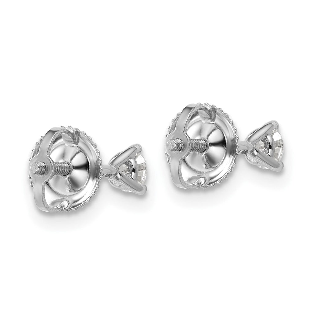 18K Yellow Or White Gold Or Platinum Lab Grown Diamond VS+ F+ Round Complete Three Prong Screwback Stud Earrings