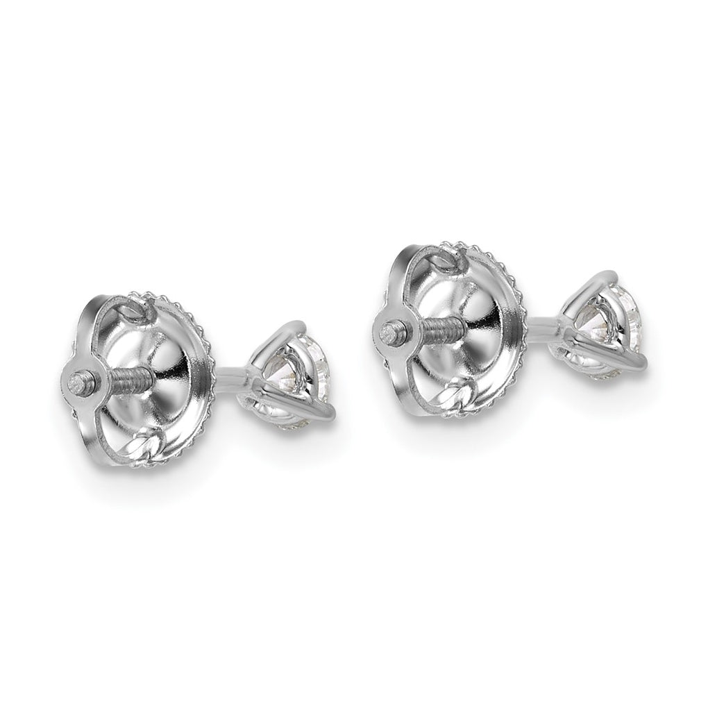 18K Yellow Or White Gold Or Platinum Lab Grown Diamond VS+ F+ Round Complete Three Prong Screwback Stud Earrings