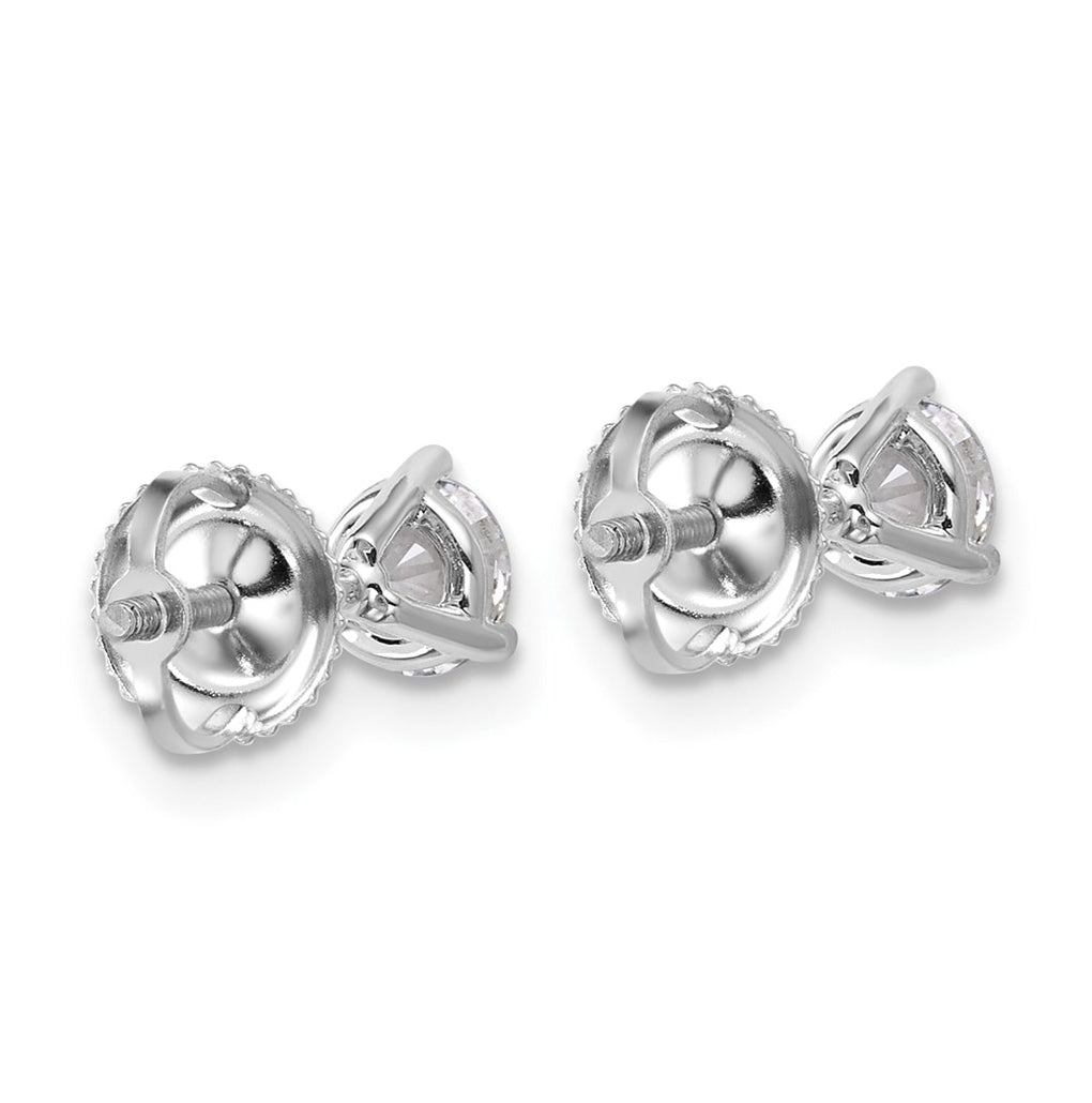 18K Yellow Or White Gold Or Platinum Lab Grown Diamond VS+ F+ Round Complete Three Prong Screwback Stud Earrings