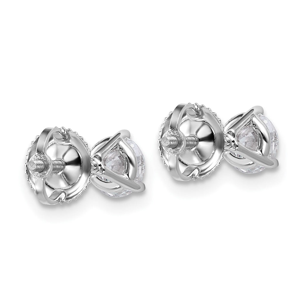 18K Yellow Or White Gold Or Platinum Lab Grown Diamond VS+ F+ Round Complete Three Prong Screwback Stud Earrings
