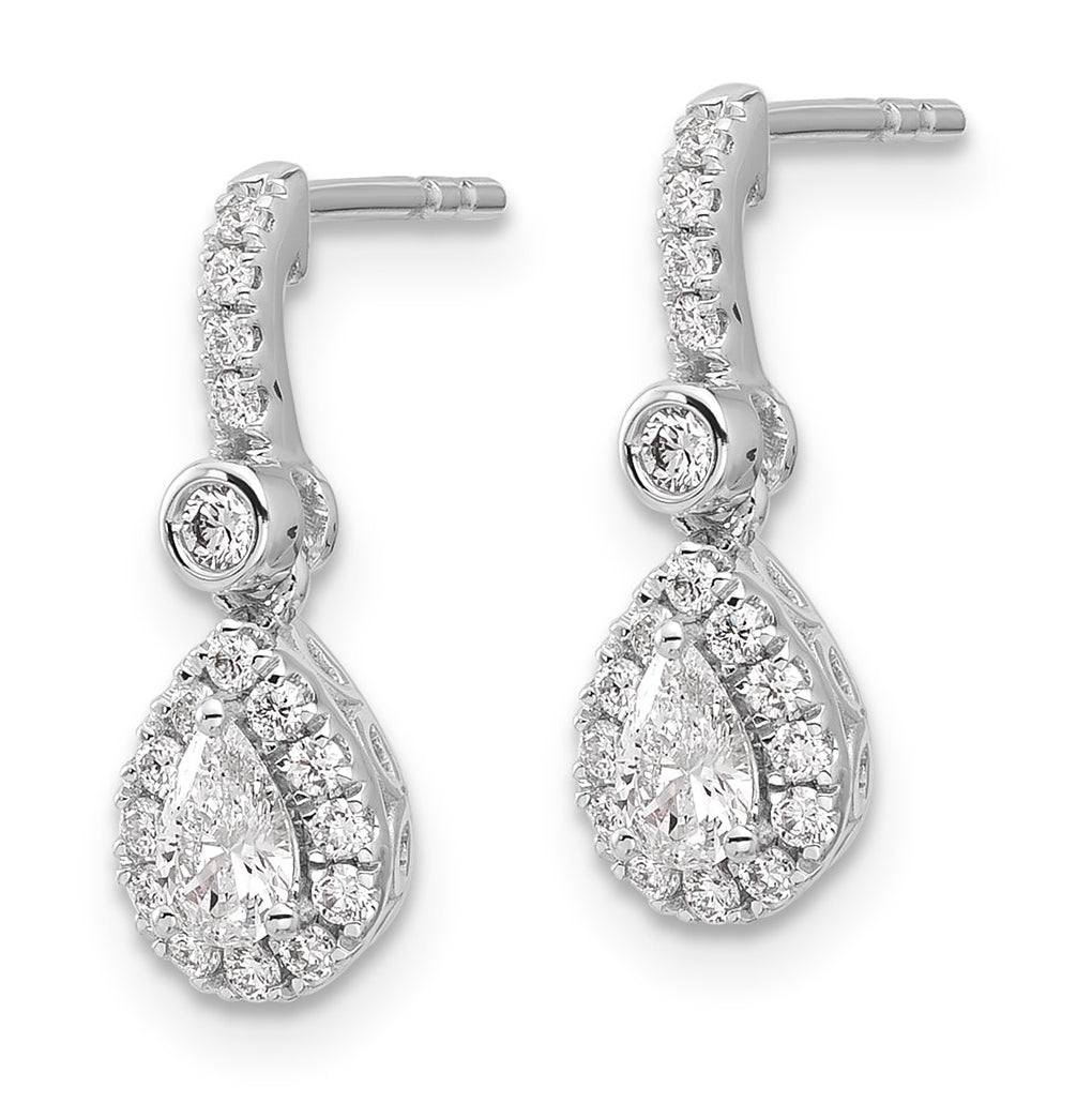 14k White Gold 5/8 carat Lab Grown Diamond VS+ F+ Complete Pear Dangle Post Earrings