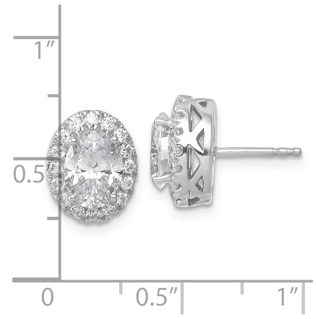 14k White Gold 2 1/2 carat Certified Lab Grown Diamond VS/SI+ G+ Oval Complete Halo Post Earrings