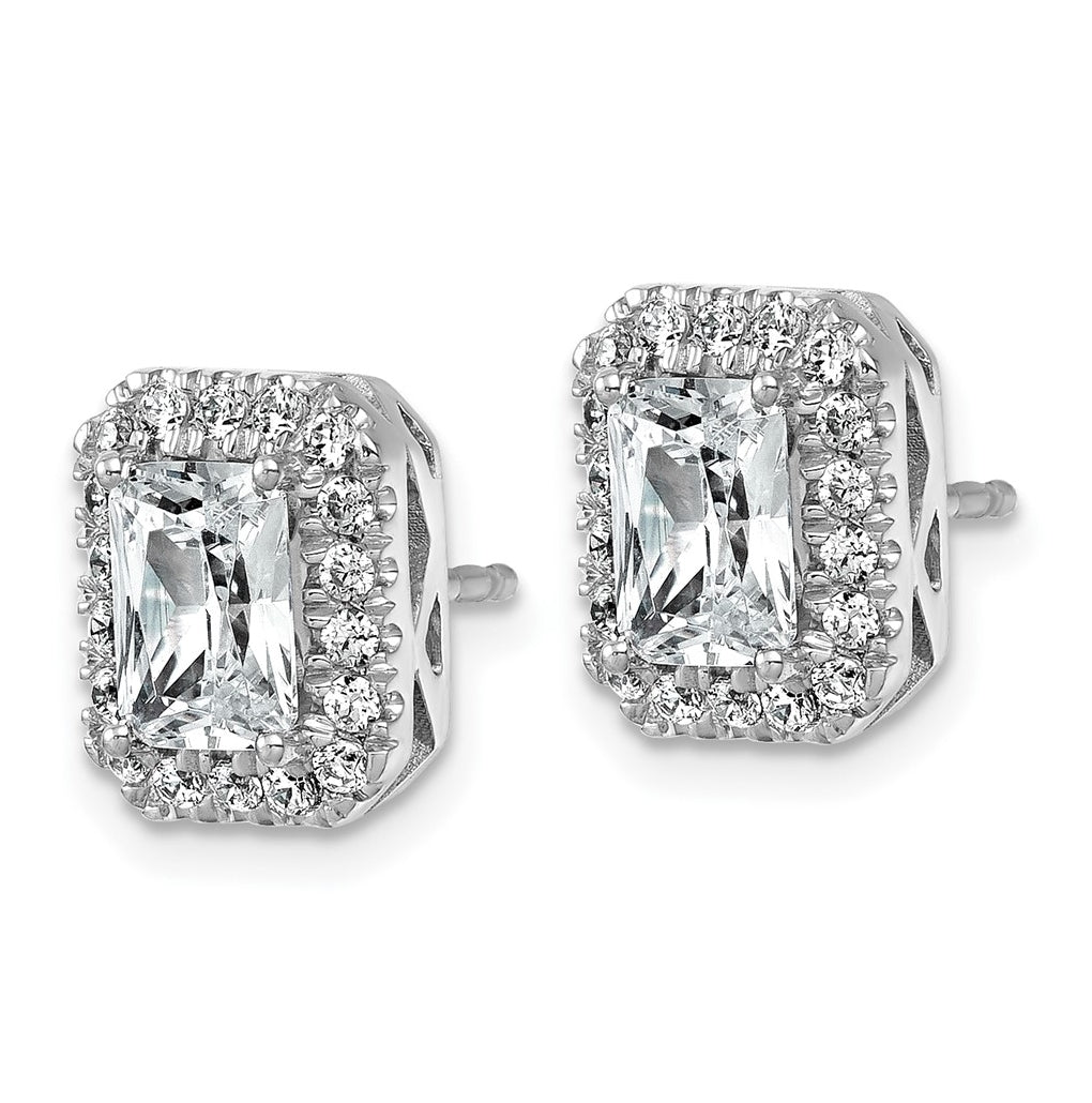 14K White Gold Certified 2 1/2ct Radiant Lab Grown Diamond VS/SI+ G+ Halo Complete Earring
