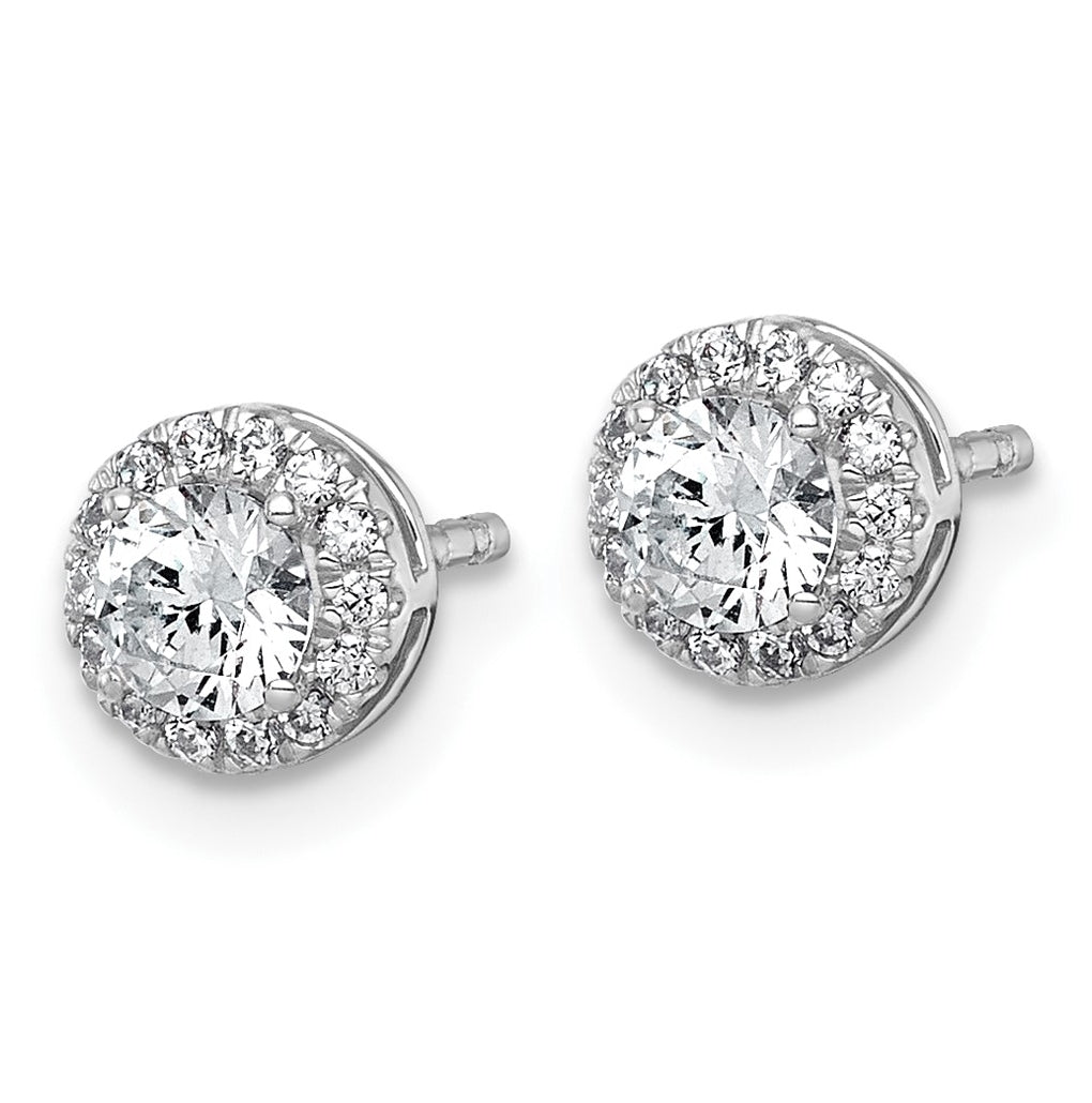 14k White Gold 5/8 carat Lab Grown Diamond VS+ F+ Round Complete Halo Post Earrings
