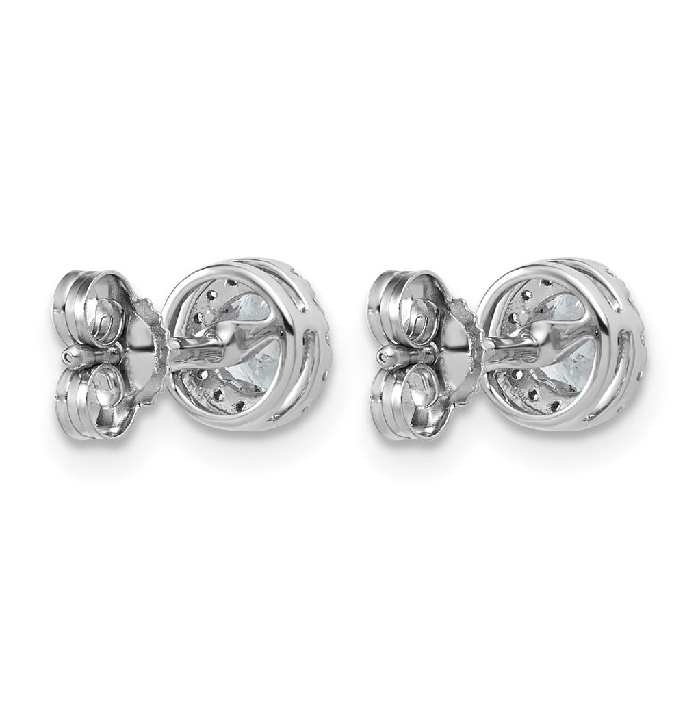 14k White Gold 5/8 carat Lab Grown Diamond VS+ F+ Round Complete Halo Post Earrings