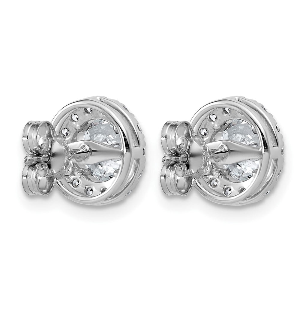 14k White Gold 1 7/8 carat Lab Grown Diamond VS+ F+ Round Complete Halo Post Earrings