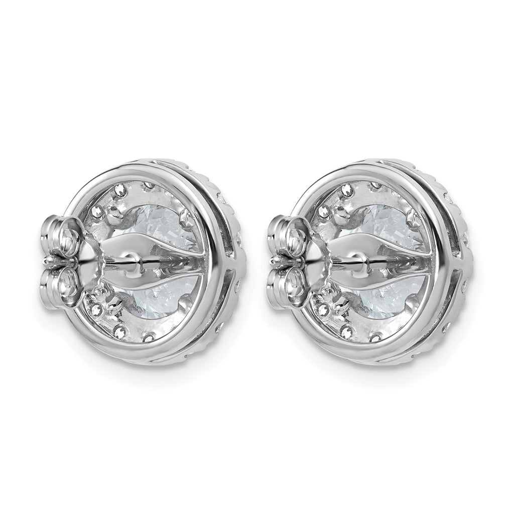14k White Gold 5 carat Lab Grown Diamond VS+ F+ Round Complete Halo Post Earrings