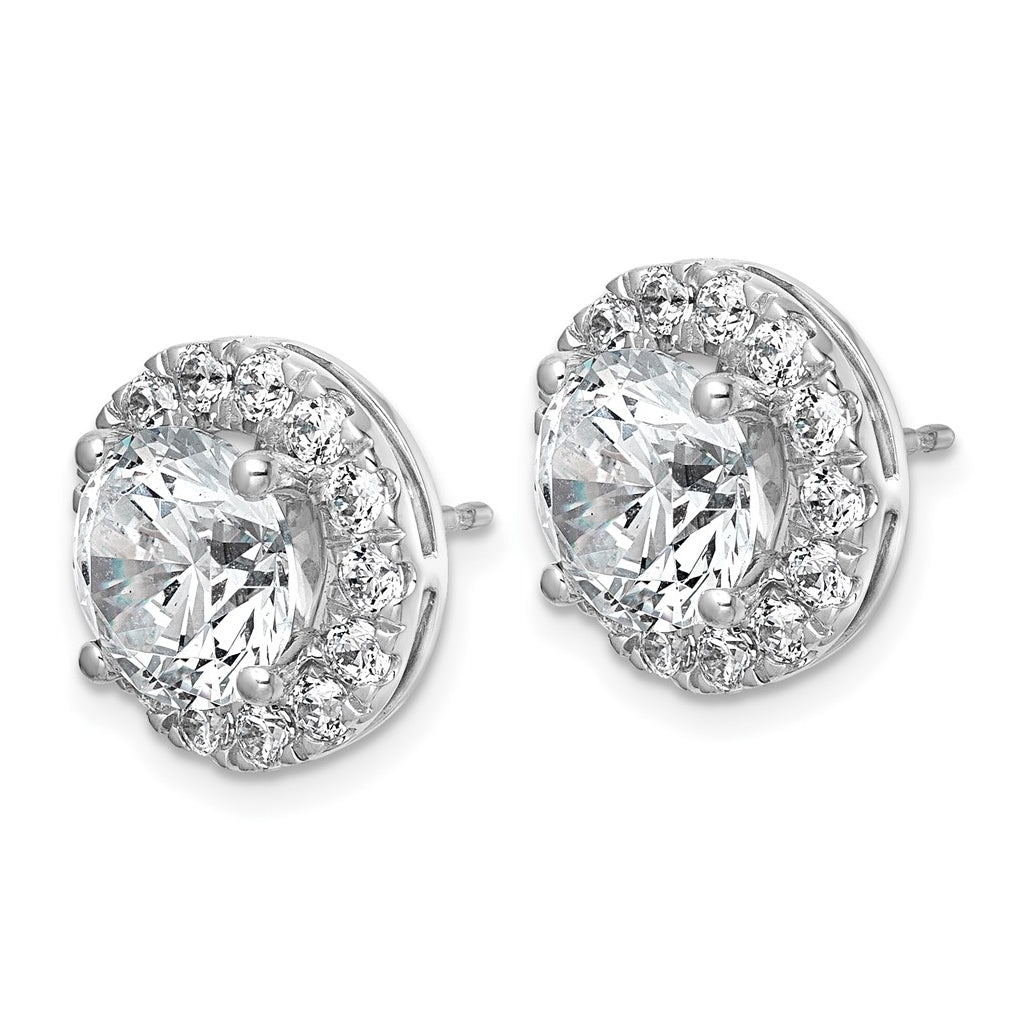 14k White Gold 6 1/4 carat Lab Grown Diamond VS+ F+ Round Complete Halo Post Earrings