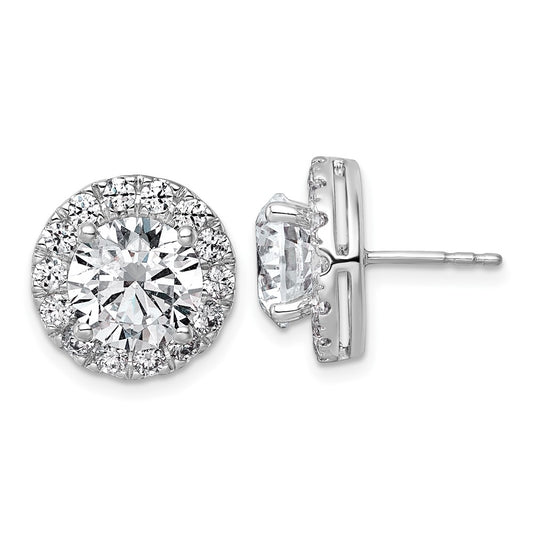 14k White Gold 6 1/4 carat Lab Grown Diamond VS+ F+ Round Complete Halo Post Earrings