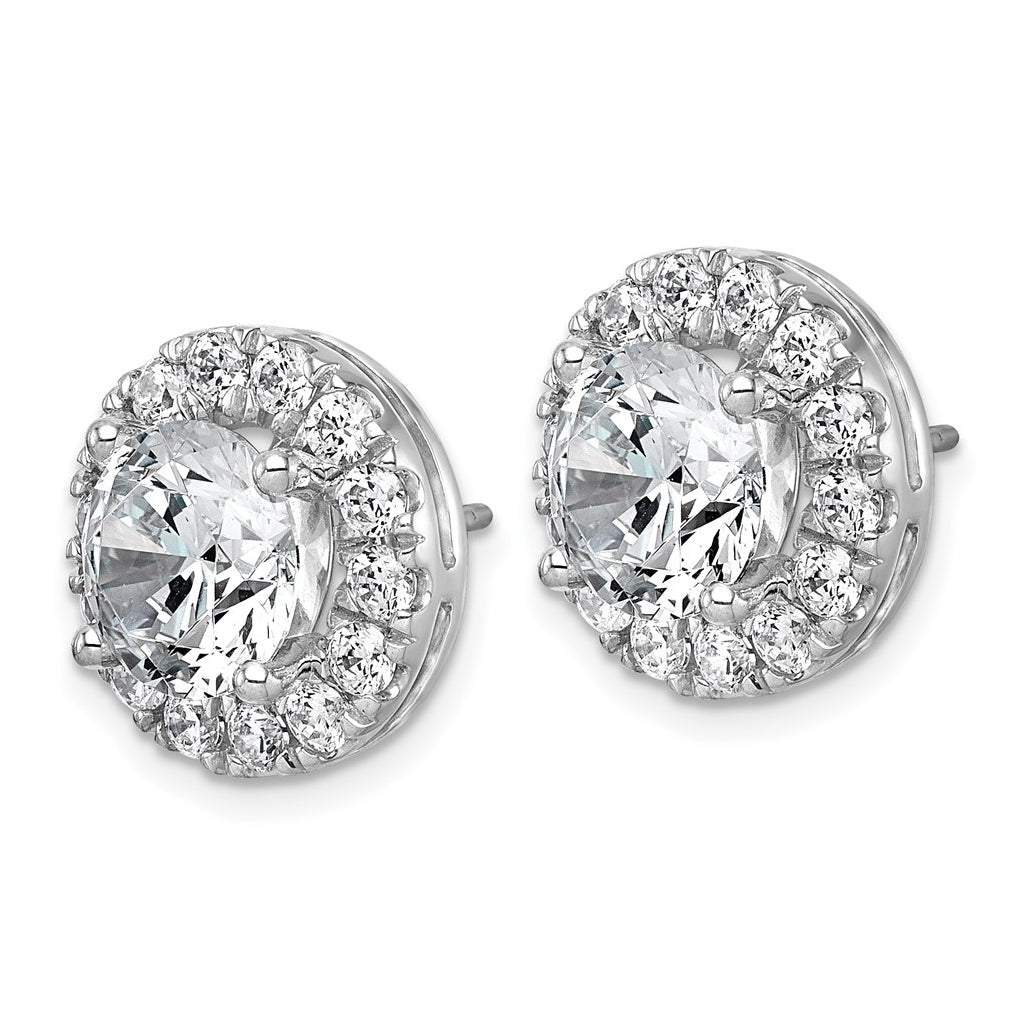14k White Gold 7 5/8 carat Lab Grown Diamond VS+ F+ Round Complete Halo Post Earrings