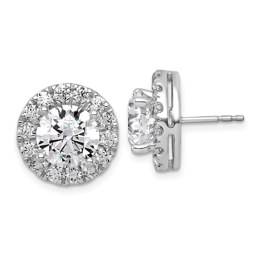 14k White Gold 7 5/8 carat Lab Grown Diamond VS+ F+ Round Complete Halo Post Earrings