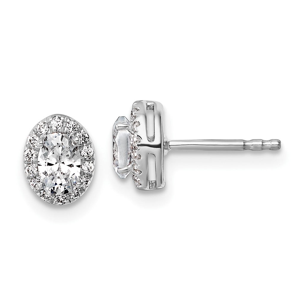 14k Yellow Gold 5/8 carat Lab Grown Diamond VS+ F+ Complete Oval Halo Earrings