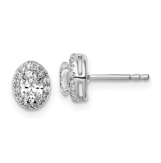 14k White Gold 5/8 carat Lab Grown Diamond VS+ F+ Complete Oval Halo Earrings