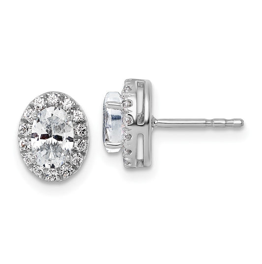 14k White Gold 1 1/4 carat Lab Grown Diamond VS+ F+ Complete Oval Halo Earrings