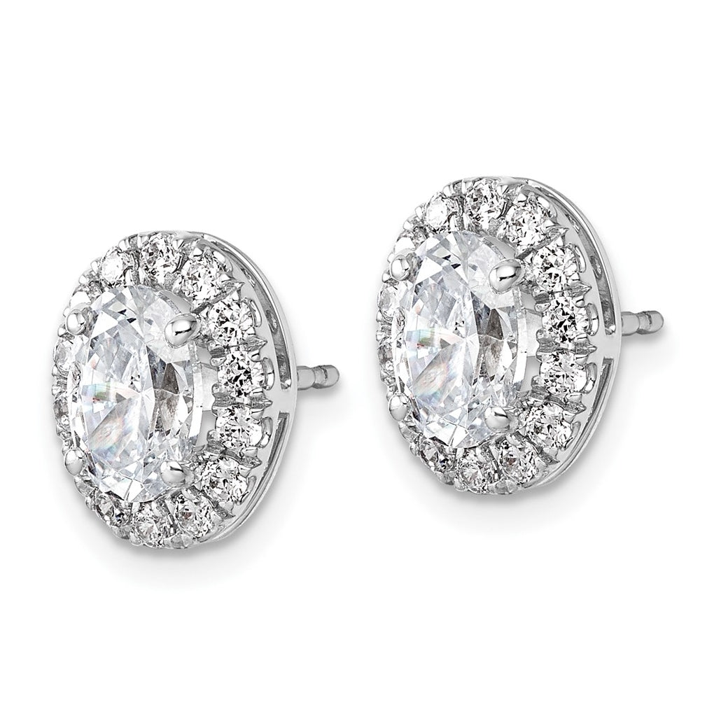 14k White Gold 2 1/2 carat Lab Grown Diamond VS+ F+ Complete Oval Halo Earrings