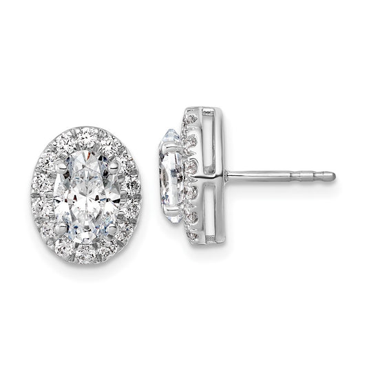 14k White Gold 2 1/2 carat Lab Grown Diamond VS+ F+ Complete Oval Halo Earrings
