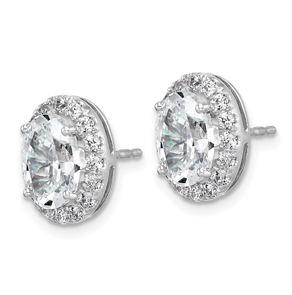 14k White Gold 3 1/2 carat Lab Grown Diamond VS+ F+ Complete Oval Halo Earrings