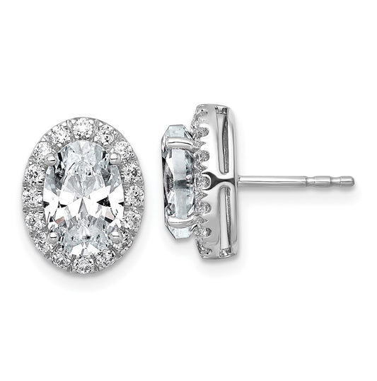 14k White Gold 3 1/2 carat Lab Grown Diamond VS+ F+ Complete Oval Halo Earrings