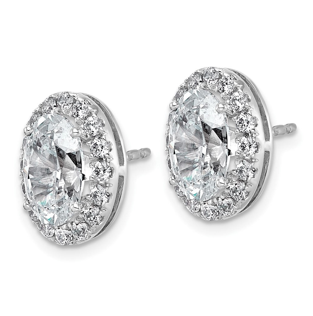 14k White Gold 4 3/4 carat Lab Grown Diamond VS+ F+ Complete Oval Halo Earrings
