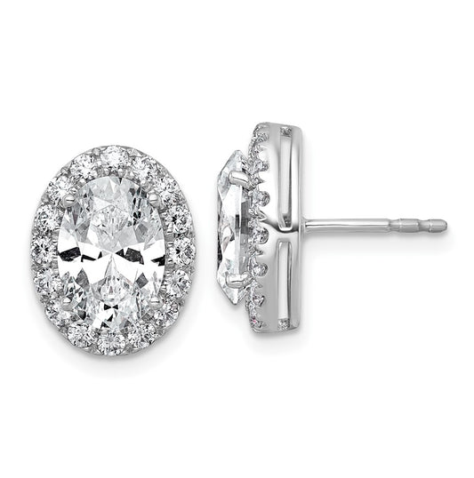 14k White Gold 4 3/4 carat Lab Grown Diamond VS+ F+ Complete Oval Halo Earrings