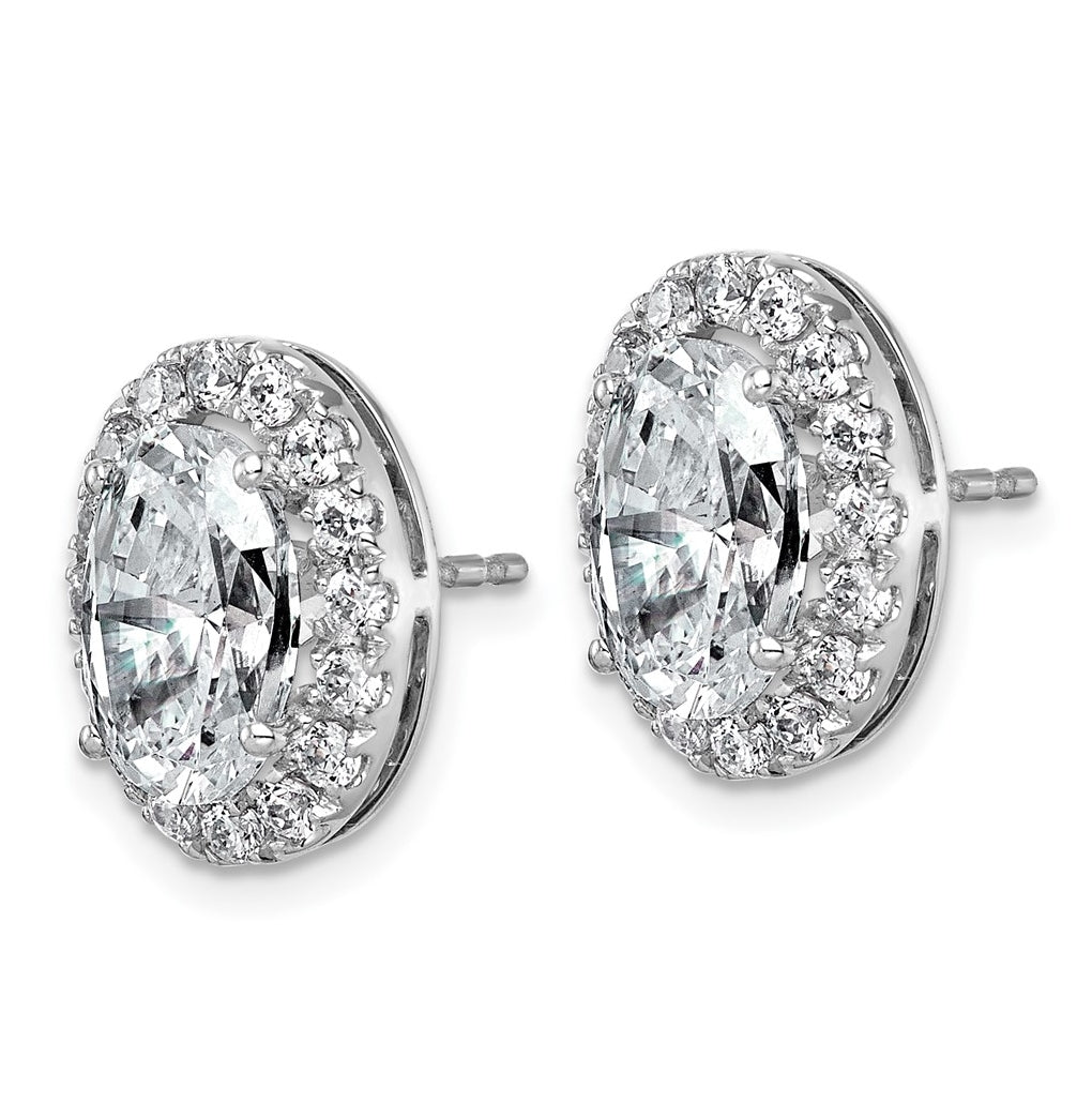 14k White Gold 5 7/8 carat Lab Grown Diamond VS+ F+ Complete Oval Halo Earrings