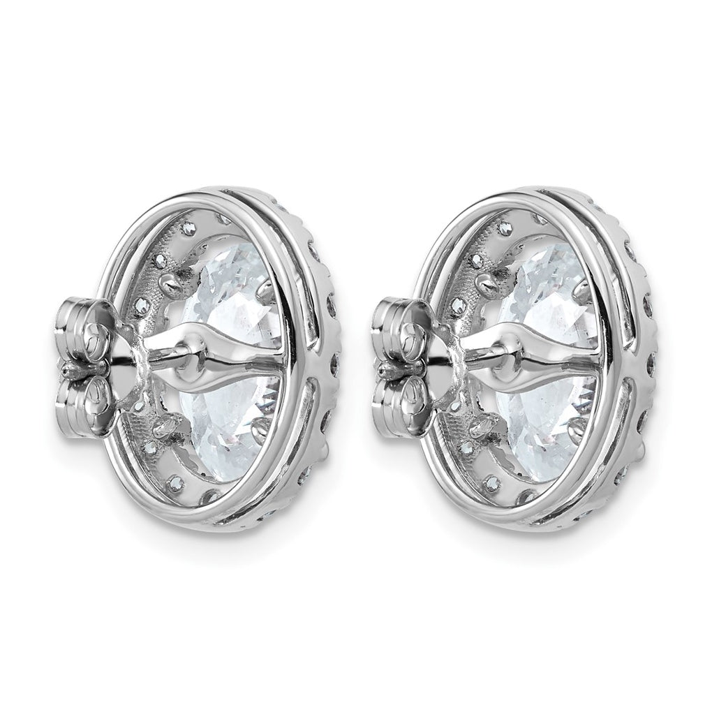 14k White Gold 5 7/8 carat Lab Grown Diamond VS+ F+ Complete Oval Halo Earrings