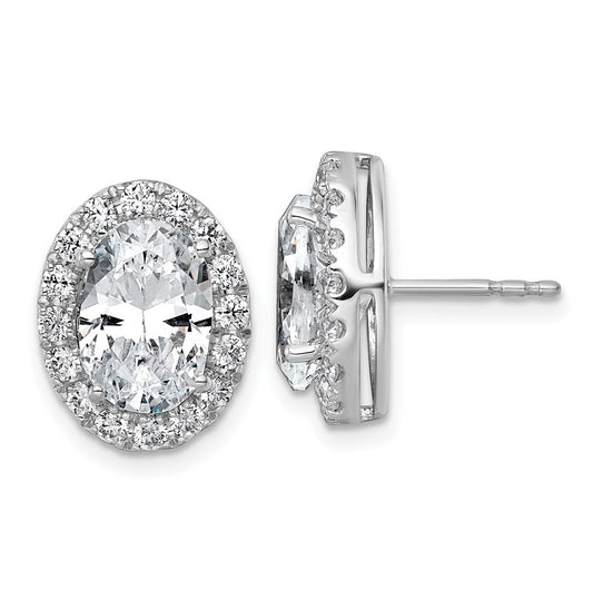 14k White Gold 5 7/8 carat Lab Grown Diamond VS+ F+ Complete Oval Halo Earrings