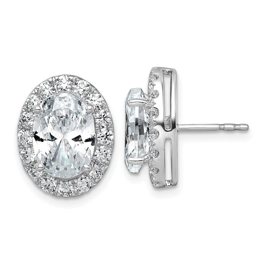 14k White Gold 7 3/8 carat Lab Grown Diamond VS+ F+ Complete Oval Halo Earrings