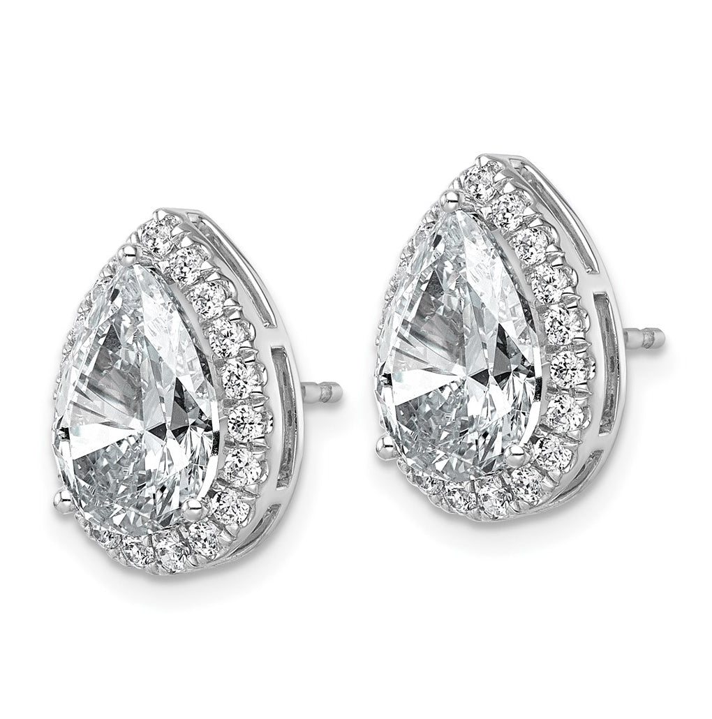 14k 4 5/8 carat Lab Grown Diamond VS+ F+ Complete Pear Halo Post Earrings